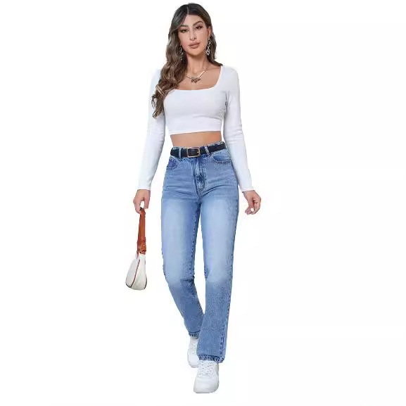 Womens Straight Leg Jeans | Ezra Super Stretch High Rise Straight Jeans Womens Jeans Straight Leg Jeans